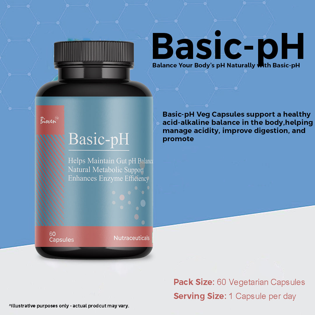 Biovencer Basic pH 60 Veg Capsules – Digestive & pH Balance Supplement for Gut Health