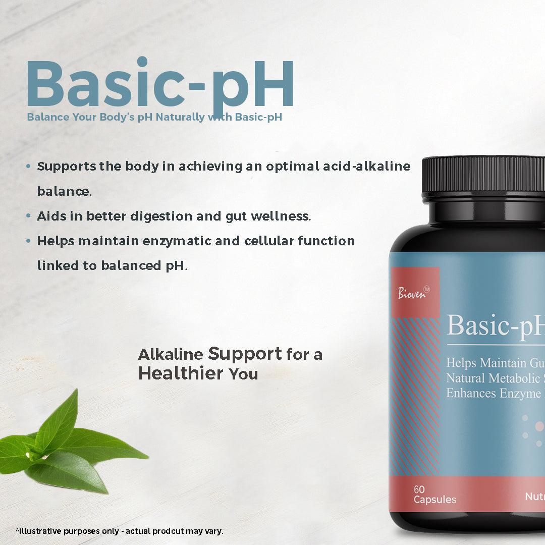 Biovencer Basic pH 60 Veg Capsules – Digestive & pH Balance Supplement for Gut Health