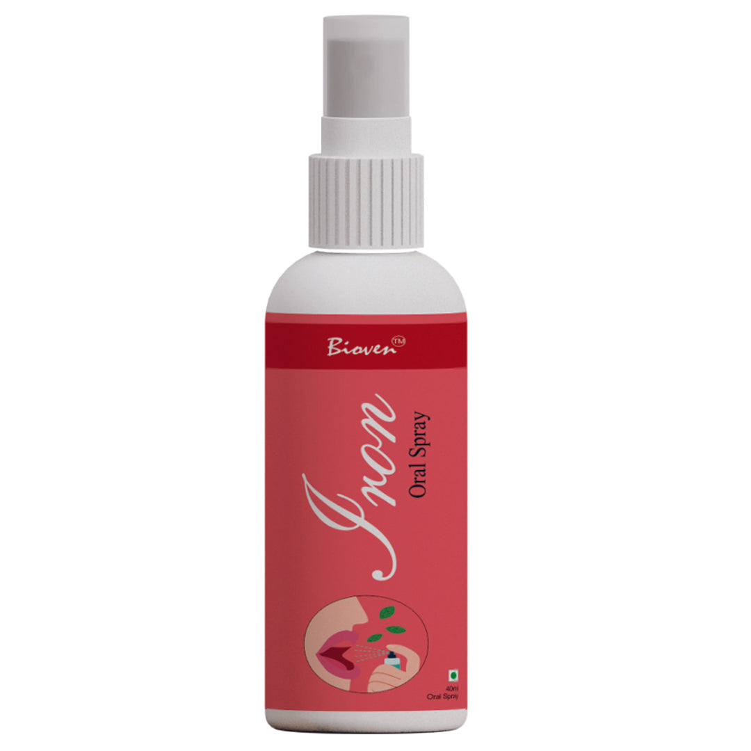 Bioven Iron Oral Spray | Infused with Vit.C, B12 & Folic Acid | Promtes Stomach Health | Replenishes Iron Deficiency | Helps to Produce RBCs | Gentle On Stomach & Digestive System | Natural Orange Flavor | Pack of 40mL |