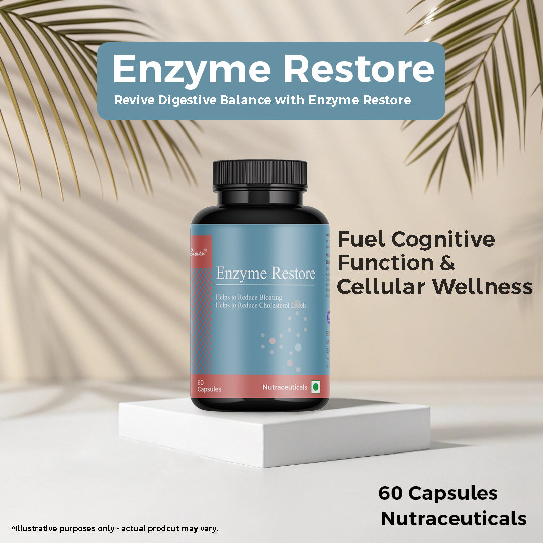 Biovencer Enzyme Restore Capsules – Comprehensive Digestive Enzyme Supplement for Gut Health, Digestion, and Nutrient Absorption – 60 Veg Capsules