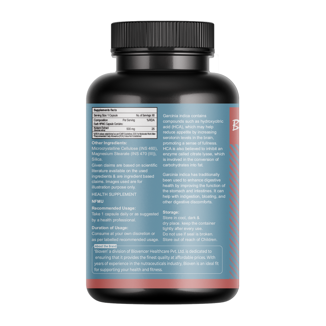 Bioven Kokam Extract (Garcinia Indica) - Weight Management & Digestive Support - 60 Veg Capsules