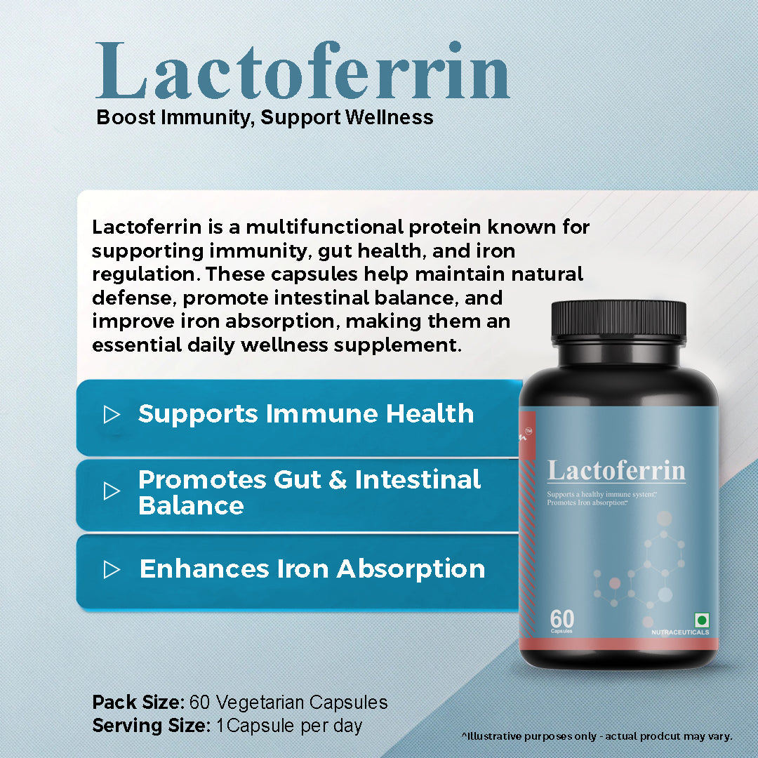 Biovencer Lactoferrin 60 Veg Capsules | Immune Support, Iron Absorption, Gut Health & General Wellness | Natural Protein Supplement for Men & Women