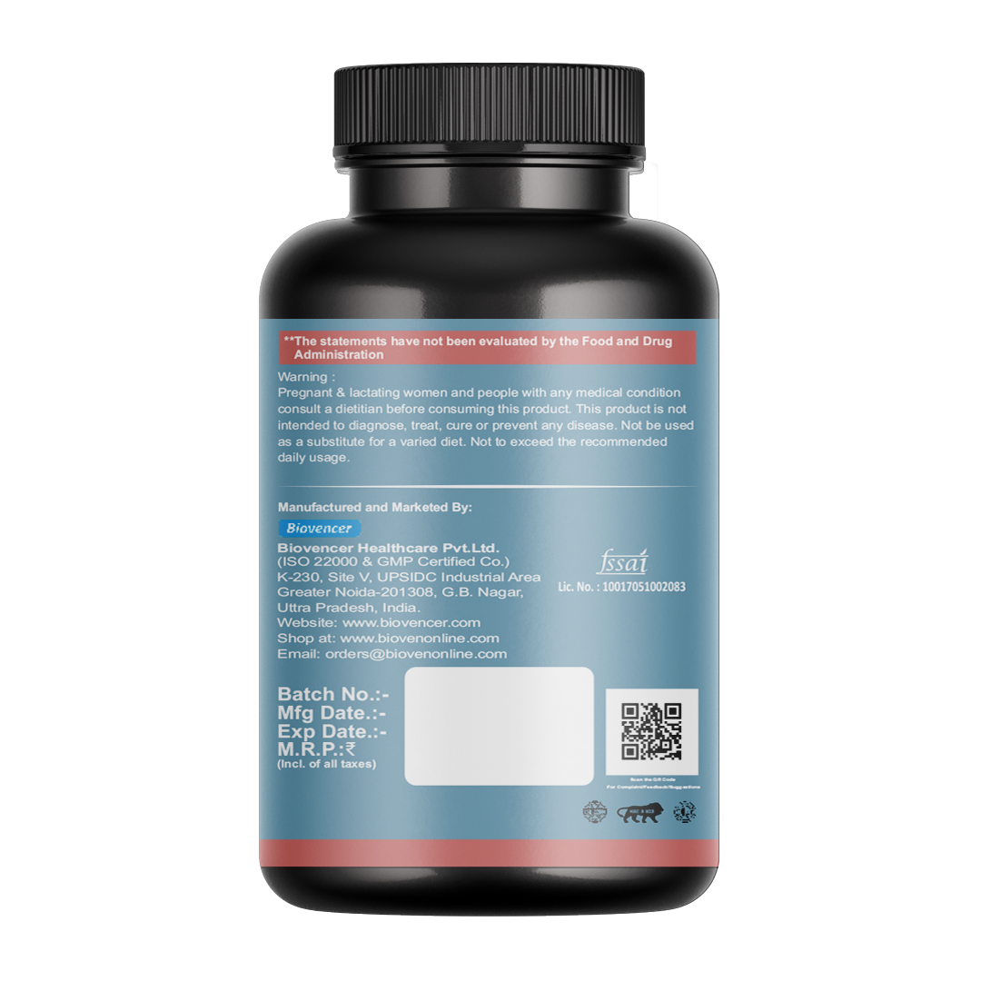 Biovencer Lactoferrin 60 Veg Capsules | Immune Support, Iron Absorption, Gut Health & General Wellness | Natural Protein Supplement for Men & Women