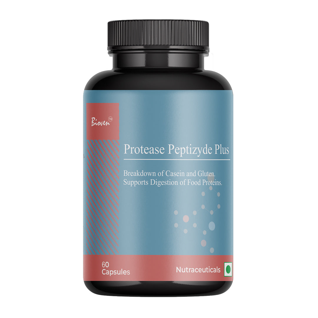 Biovencer Protease Peptizyde Plus 60 Veg Capsules | Digestive Enzyme Supplement for Protein Digestion, Gut Health, Bloating Relief & Nutrient Absorption