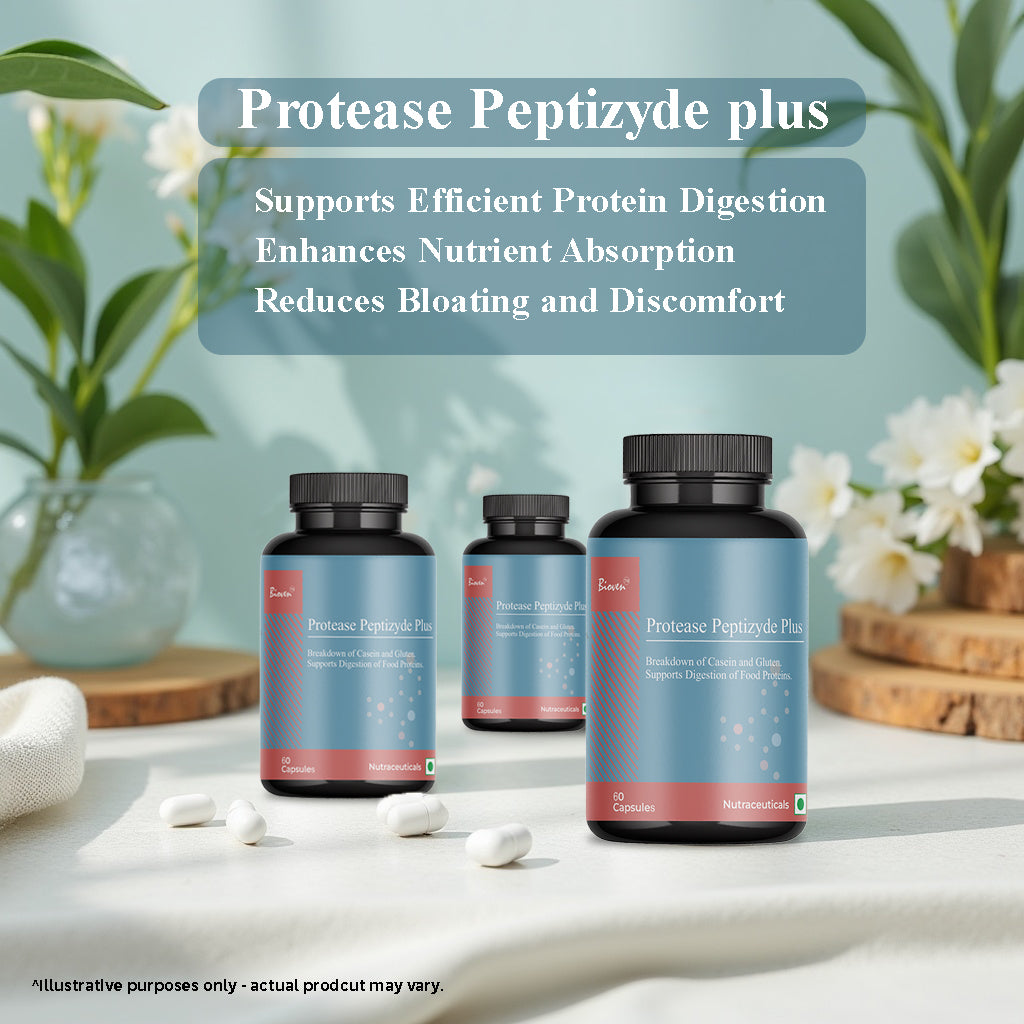 Biovencer Protease Peptizyde Plus 60 Veg Capsules | Digestive Enzyme Supplement for Protein Digestion, Gut Health, Bloating Relief & Nutrient Absorption
