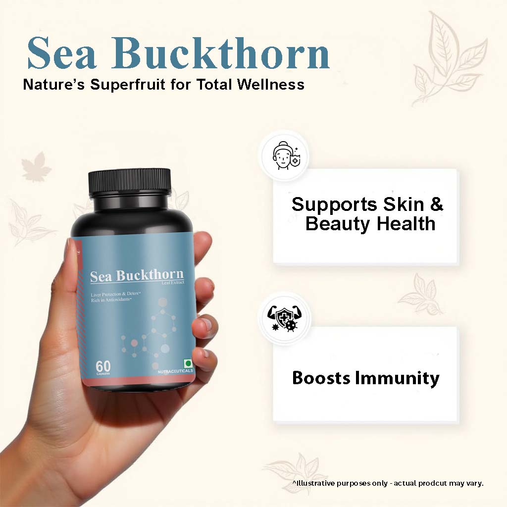 Biovencer Sea Buckthorn 60 Veg Capsules | Omega Fatty Acids, Antioxidant Support, Skin Health, Immunity & Heart Wellness | Natural Herbal Supplement for Men & Women