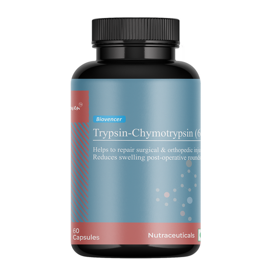 Biovencer Trypsin Chymotrypsin (6:1) Capsules – Enzyme Supplement for Inflammation, Pain Relief, Post-Surgery Healing & Joint Recovery – 60 Veg Capsules