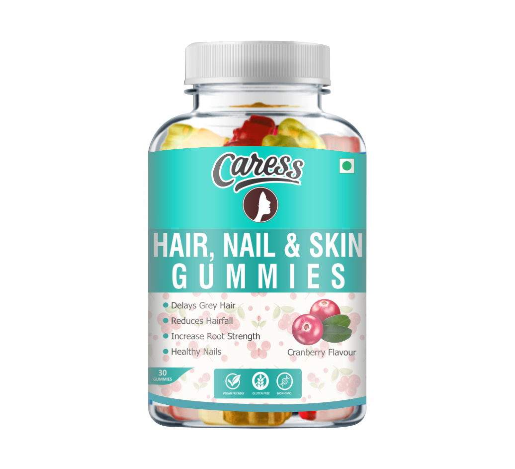 Caress Biotin Hair Gummies – Reduces Hair fall| Stronger Nail| | Contain Vitamins with Biotin| Cranberry Flavour - 30 Gummies (Pack of 1)