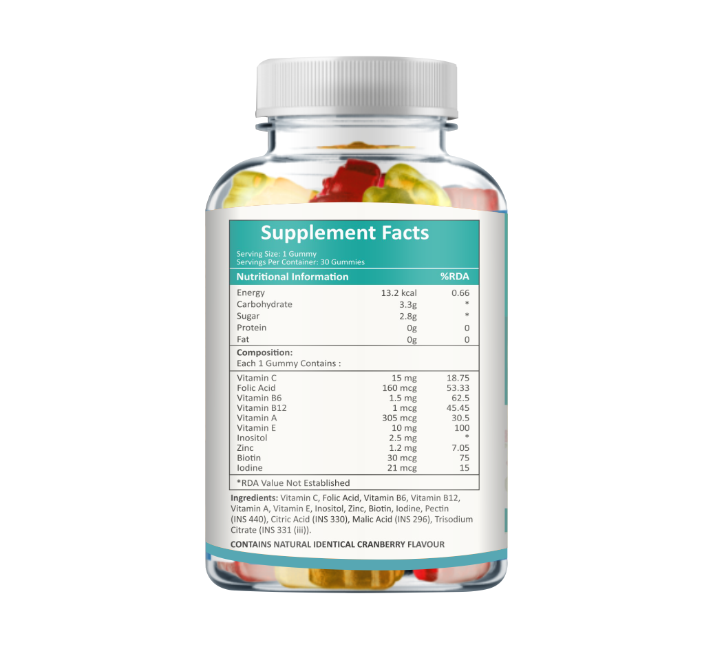 Caress Biotin Hair Gummies – Reduces Hair fall| Stronger Nail| | Contain Vitamins with Biotin| Cranberry Flavour - 30 Gummies (Pack of 1)