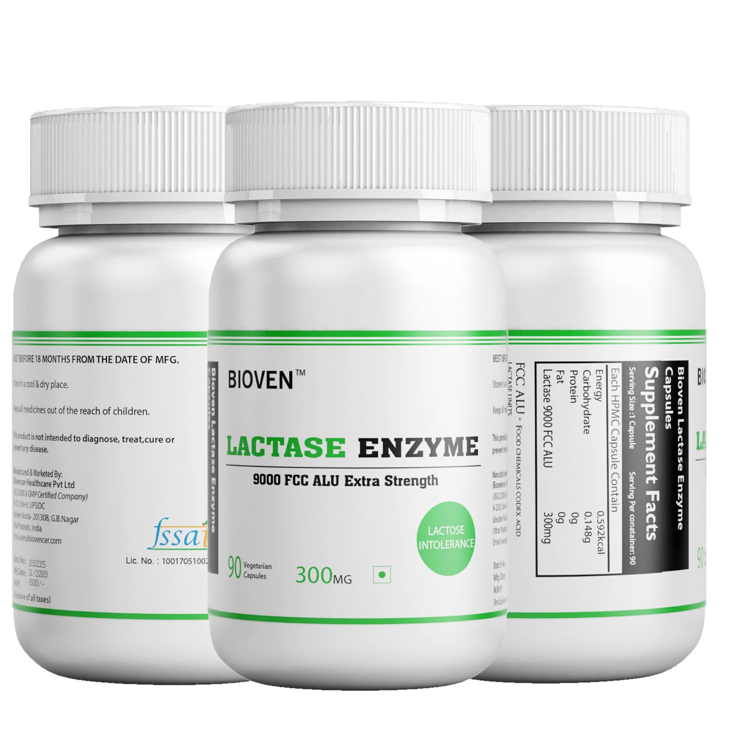 Bioven Lactase Enzyme | Improve Digestion of Dairy Products | Reduce Digestive Discomfort | Increase Nutrient Absorption | Pack of 90 Capsule