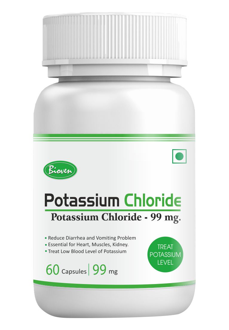 Bioven Potassium Chloride Improve function of the heart, muscles, kidneys, nerves, and digestive system (60 Capsules).