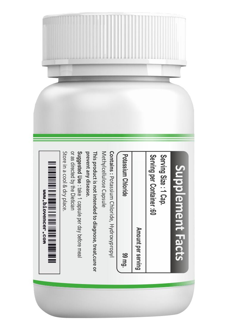 Bioven Potassium Chloride Improve function of the heart, muscles, kidneys, nerves, and digestive system (60 Capsules).