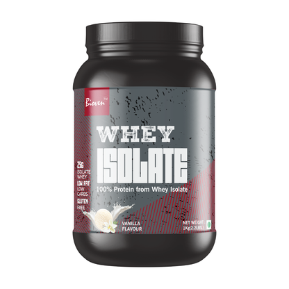 Bioven Whey Isolate Protein | Supplementation for Gym And Athletic Performance | Vanilla Flavor | 32 Servings | 2.2lb Jar