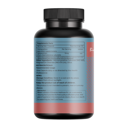 バイオベン アスタキサンチン 12mg 60ベジカプセル – 肌の健康、目のサポート、関節の快適さ、そして全体的な健康のための強力な抗酸化物質
