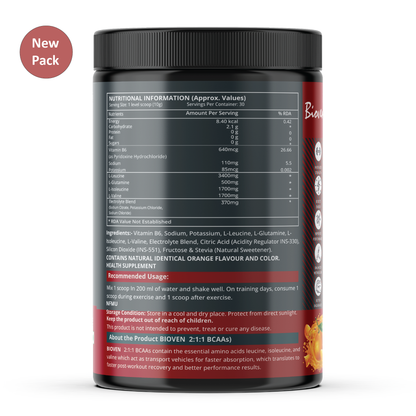 Bioven 2:1:1 BCAA | Muscle Recovery | Orange Flavour | 300gm Jar