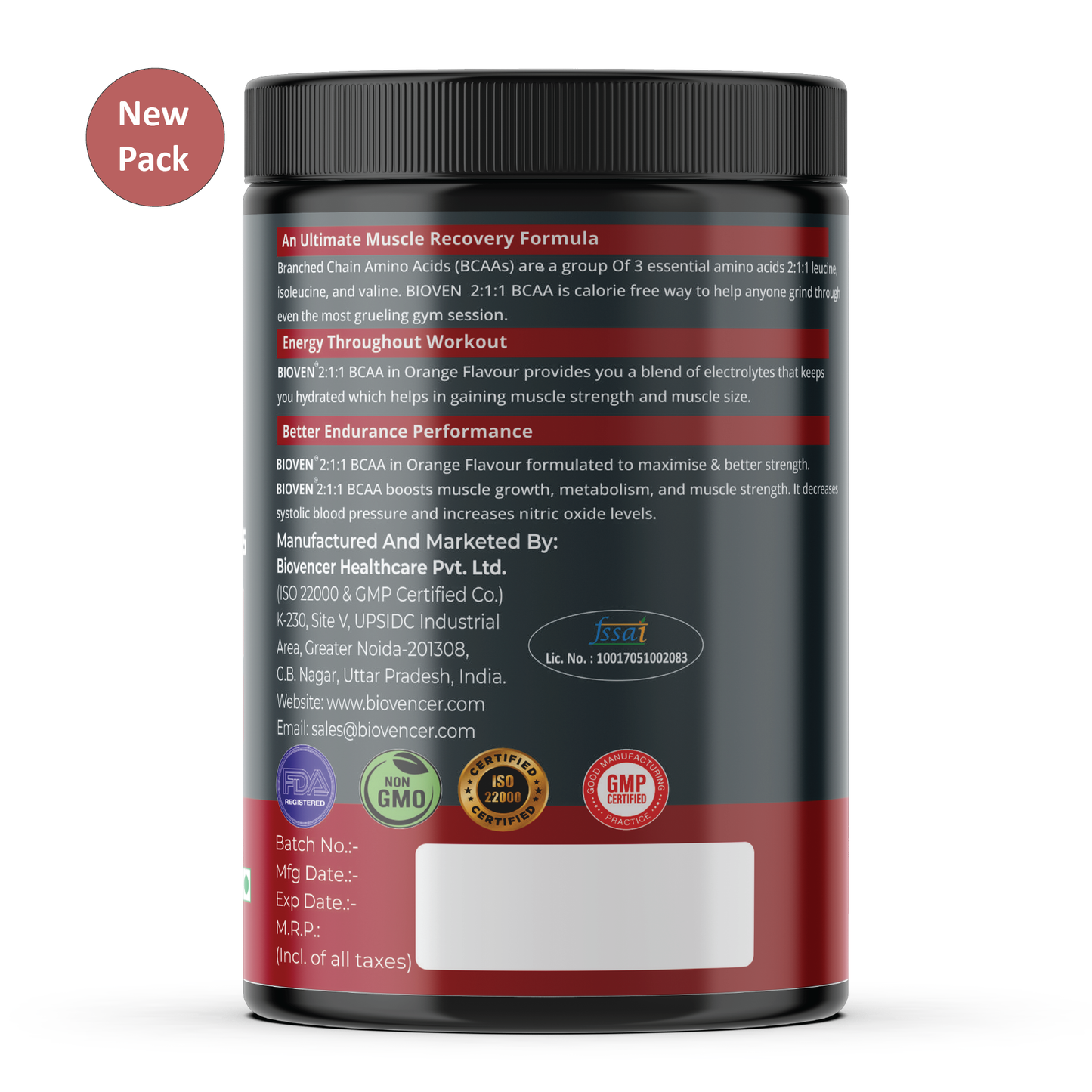 Bioven 2:1:1 BCAA | Muscle Recovery | Orange Flavour | 300gm Jar