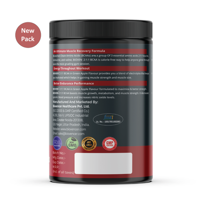 Bioven 2:1:1 BCAA | Muscle Recovery | Green Apple Flavour | 300gm Jar