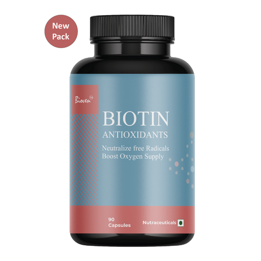 Bioven Biotin Antioxidants | Maintains Healthy Hair | Maintains Healthy Skin & Nails | Antioxidant Support | Pack of 60 Capsule