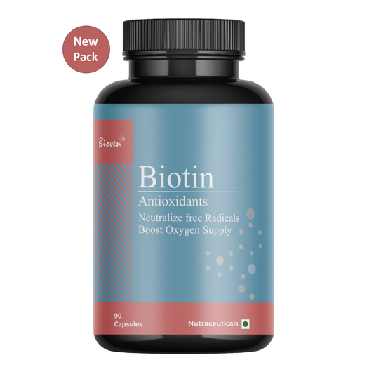 Bioven Biotin Antioxidants | Stronger Hair & Nails | Promotes Collagen Protection | Glowing Skin | Pack of 90 Capsule