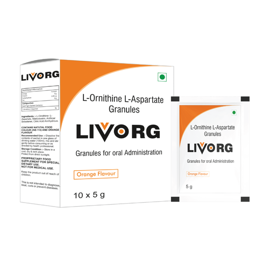 Bioven Livorg (Orange Flavor) | L-Ornithine L-Aspartate Liver Detoxifying Sachets | Skin Repair | Pack of 10 Sachets