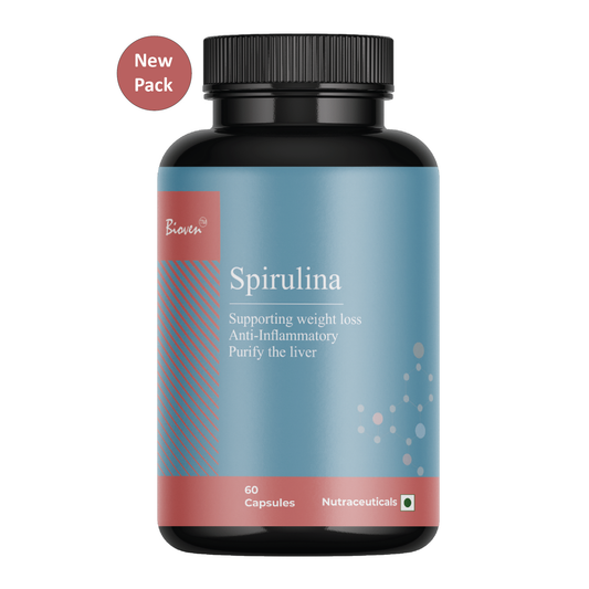 Bioven Spirulina – 400mg | Supporting Weight Loss | Anti-Inflammatory | Purify the liver |Pack of 90 Veg Capsule