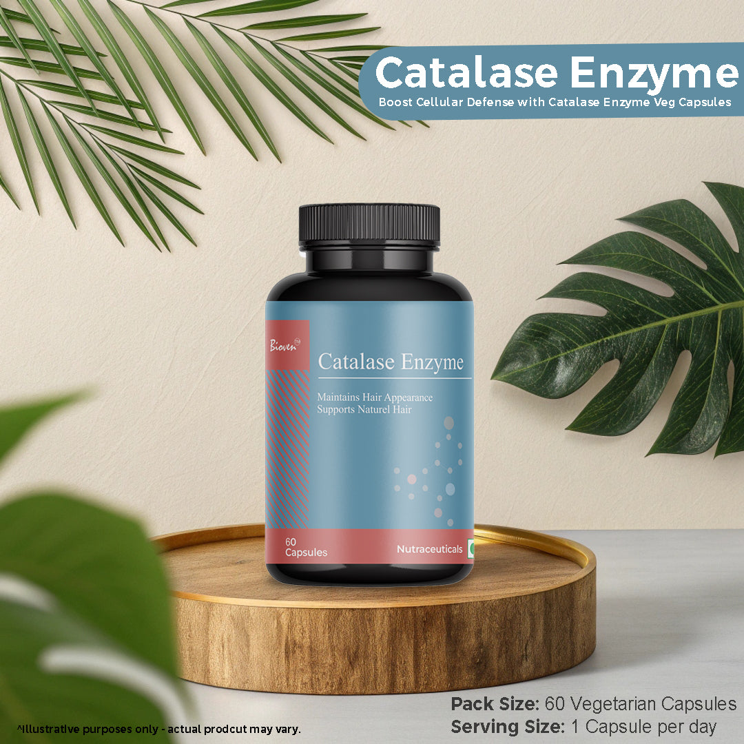 Biovencer Catalase Enzyme Capsules – Antioxidant Support for Hair Health, Energy, Cellular Protection & Anti-Aging – 60 Veg Capsules