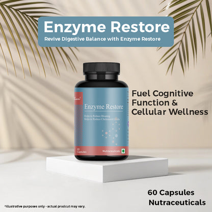 Biovencer Enzyme Restore Capsules – Comprehensive Digestive Enzyme Supplement for Gut Health, Digestion, and Nutrient Absorption – 60 Veg Capsules