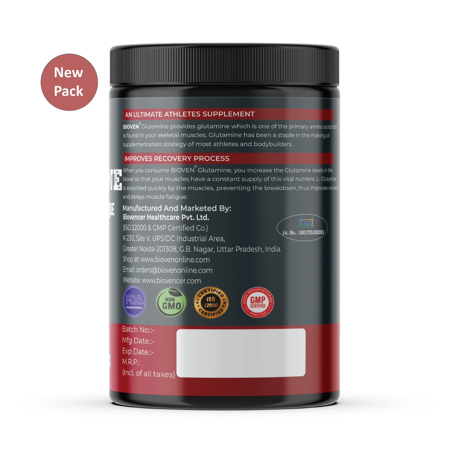 Bioven Glutamine | Supplementation for Ripped & Chiseled Physique | Orange & Lemon Flavour | 300gm Jar