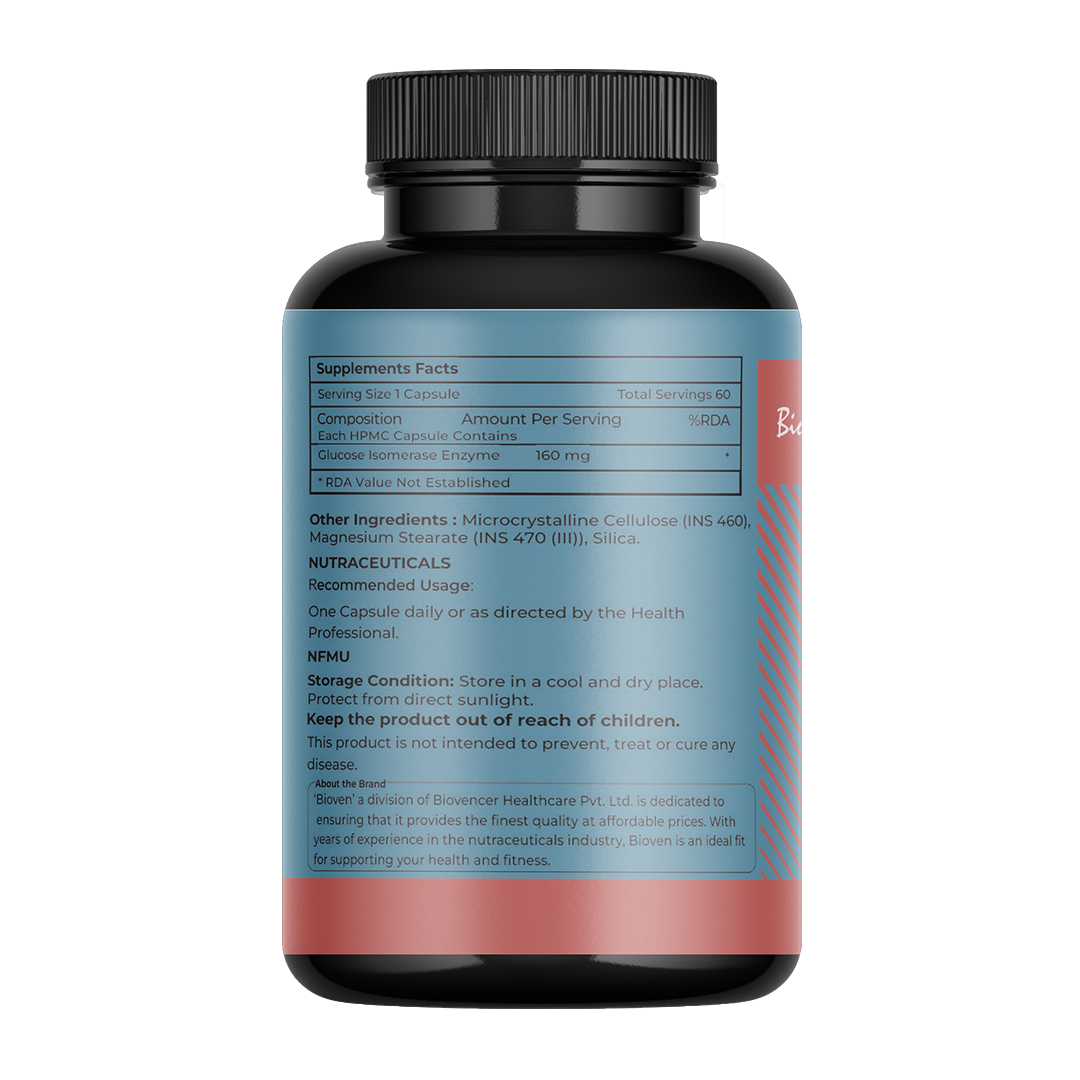 Biovencer Glu-Isomerase Pro Capsules – Digestive Enzyme Supplement for Carbohydrate Metabolism, Energy Support & Gut Health – 60 Veg Capsules