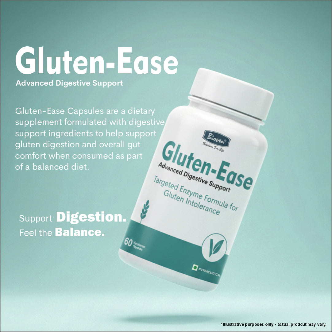 Bioven Gluten-Ease Capsules 600mg | Digestive Enzyme for Gluten Support | Advanced Gut & Digestive Health | 60 Veg Capsules
