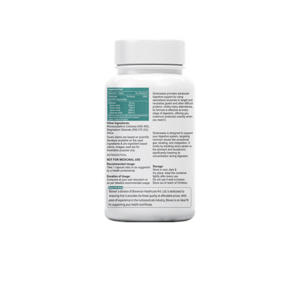 Bioven Gluten-Ease Capsules 600mg | Digestive Enzyme for Gluten Support | Advanced Gut & Digestive Health | 60 Veg Capsules
