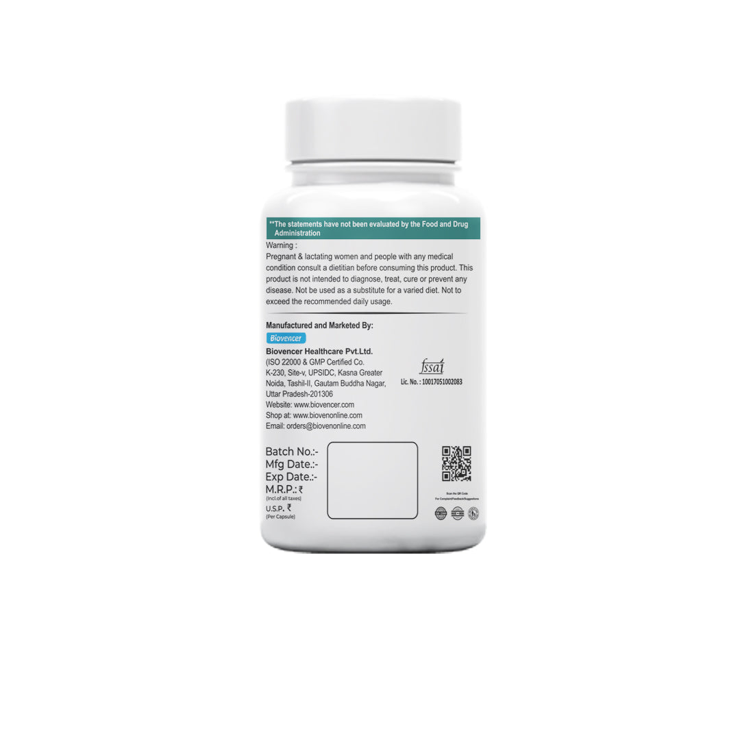 Bioven Gluten-Ease Capsules 600mg | Digestive Enzyme for Gluten Support | Advanced Gut & Digestive Health | 60 Veg Capsules