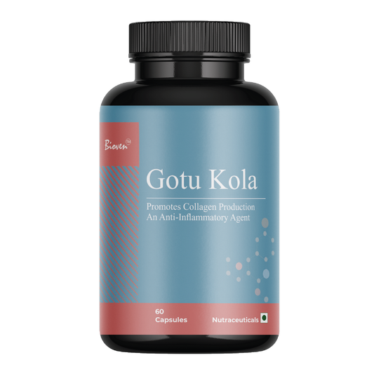 Bioven Gotu Kola (Centella Asiatica) - 500mg | Reduces Redness and Irritation | Improves Blood Circulation | Reduces Stress and Anxiety | Boosts Collagen | Pack of 60 Veg Capsule