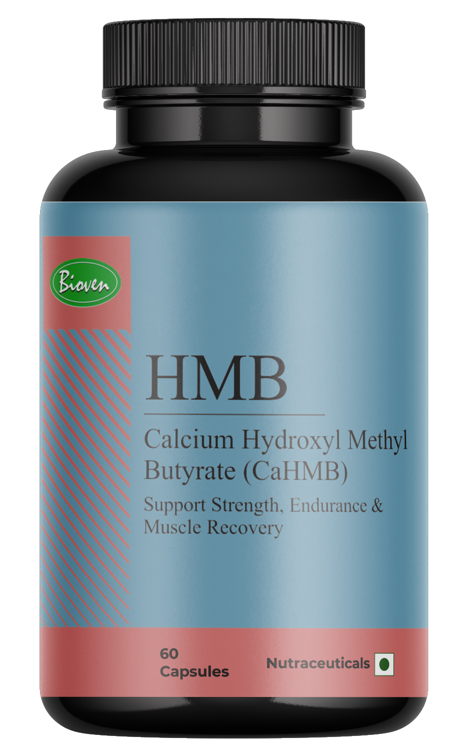 Bioven HMB | Calcium Hydroxyl Methyl Butyrate Capsules | Double Strength , Sports Recovery | Pack of 60 Veg Capsules |