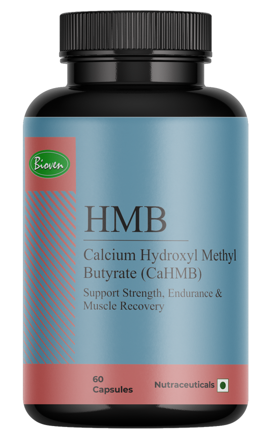 Bioven HMB | Calcium Hydroxyl Methyl Butyrate Capsules | Double Strength , Sports Recovery | Pack of 60 Veg Capsules |