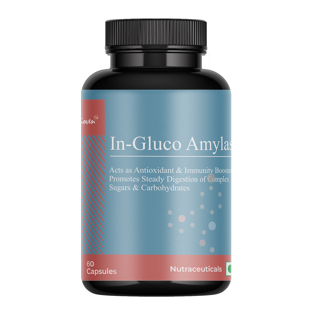 Biovencer In-Gluco Amylase Capsules – Natural Digestive Enzyme Supplement for Carbohydrate Breakdown, Energy & Gut Health – 60 Veg Capsules