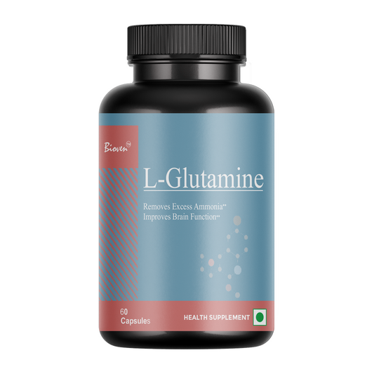 Biovencer L-Glutamine 1000mg - 60 Vegetarian Capsules | Supports Muscle Recovery, Gut Health & Immune System | Non-GMO & Gluten-Free Supplement