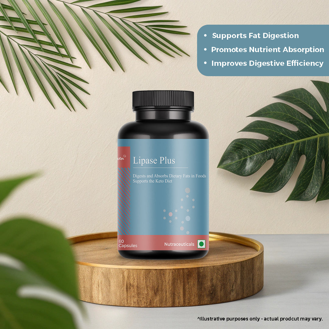 Biovencer Lipase Plus 60 Veg Capsules – Digestive Enzyme Supplement for Fat Metabolism & Gut Health