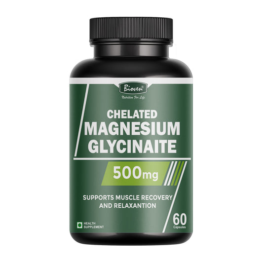 Bioven Magnesium Glycinate 60 Veg Capsules | High Absorption Magnesium Supplement for Muscle Relaxation, Nerve Function, Sleep Support & Bone Health