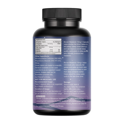 Bioven Melatonin 60 Veg Capsules | Melatonin Supplement for Sleep Support, Restful Sleep Cycle & Relaxation