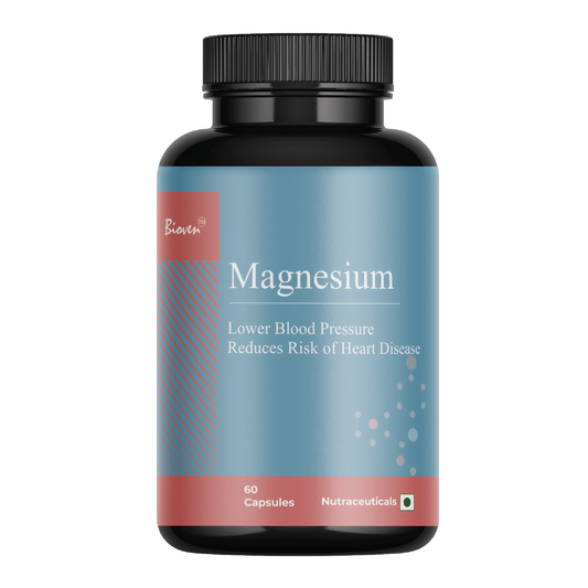 Bioven Magnesium – 440mg | Promotes Healthy Blood Sugar Regulation | Supports Healthy Blood Pressure Levels. | Pack of 60 Capsule
