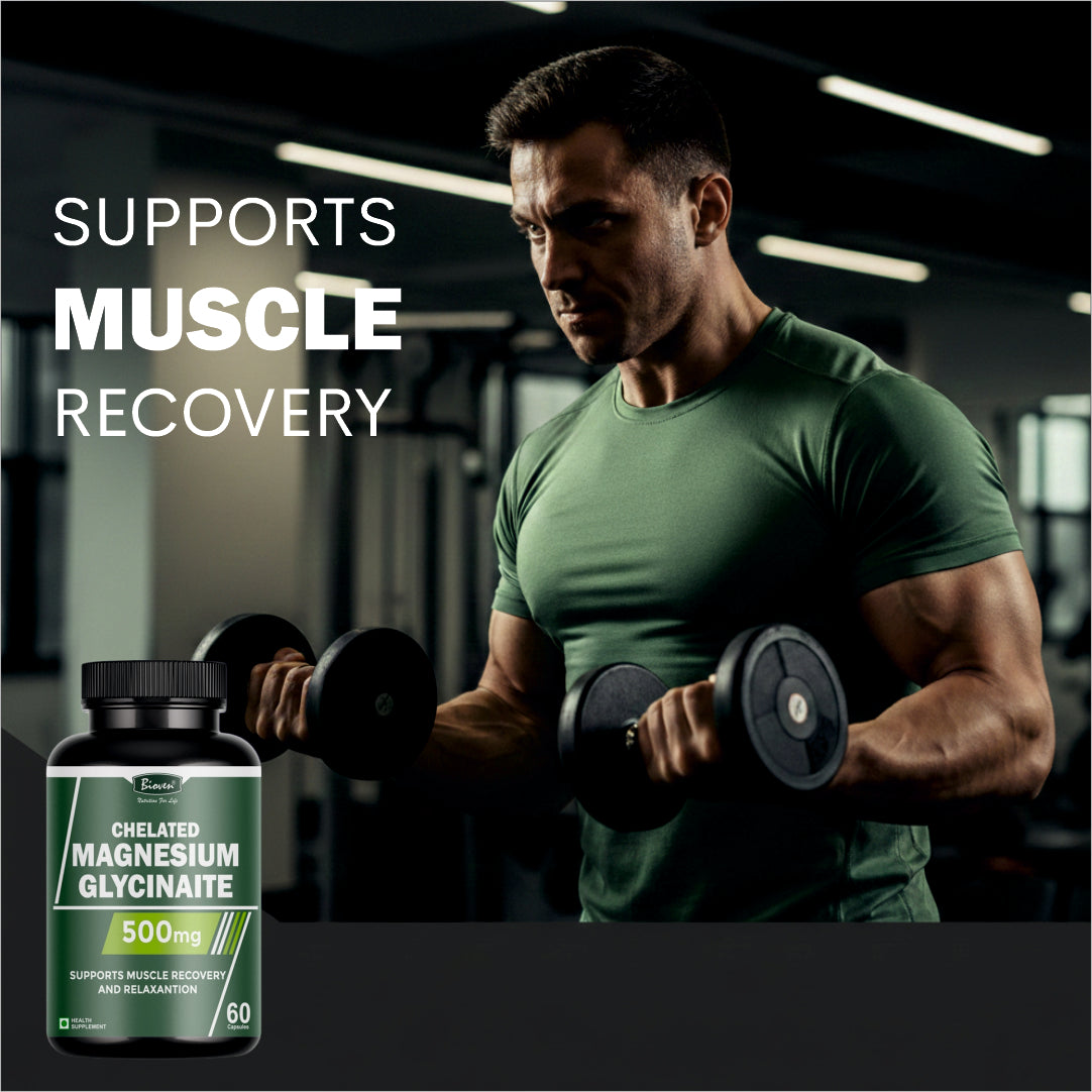 Bioven Magnesium Glycinate 60 Veg Capsules | High Absorption Magnesium Supplement for Muscle Relaxation, Nerve Function, Sleep Support & Bone Health