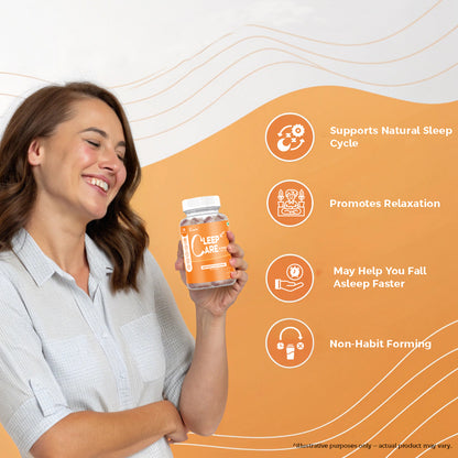 Bioven Cleep Care Melatonin Gummies Pack of 30 Orange Flavour – Supports Better Sleep, Relaxation & Healthy Sleep Cycle