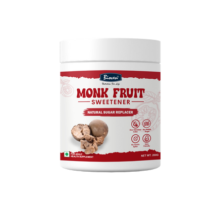 Bioven Monk Fruit Sweetener Powder 200g | Natural Sugar Substitute | Plant-Based Sweetening Alternative | No Added Refined Sugar | Everyday Use