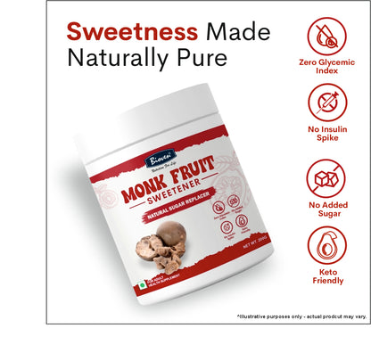 Bioven Monk Fruit Sweetener Powder 200g | Natural Sugar Substitute | Plant-Based Sweetening Alternative | No Added Refined Sugar | Everyday Use