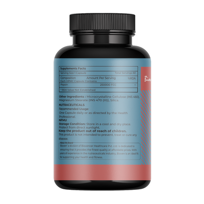 Biovencer Pepsin Pro Capsules – Digestive Enzyme Supplement for Protein Digestion, Stomach Health & Gut Support – 60 Veg Capsules
