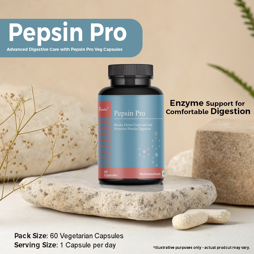 Biovencer Pepsin Pro Capsules – Digestive Enzyme Supplement for Protein Digestion, Stomach Health & Gut Support – 60 Veg Capsules
