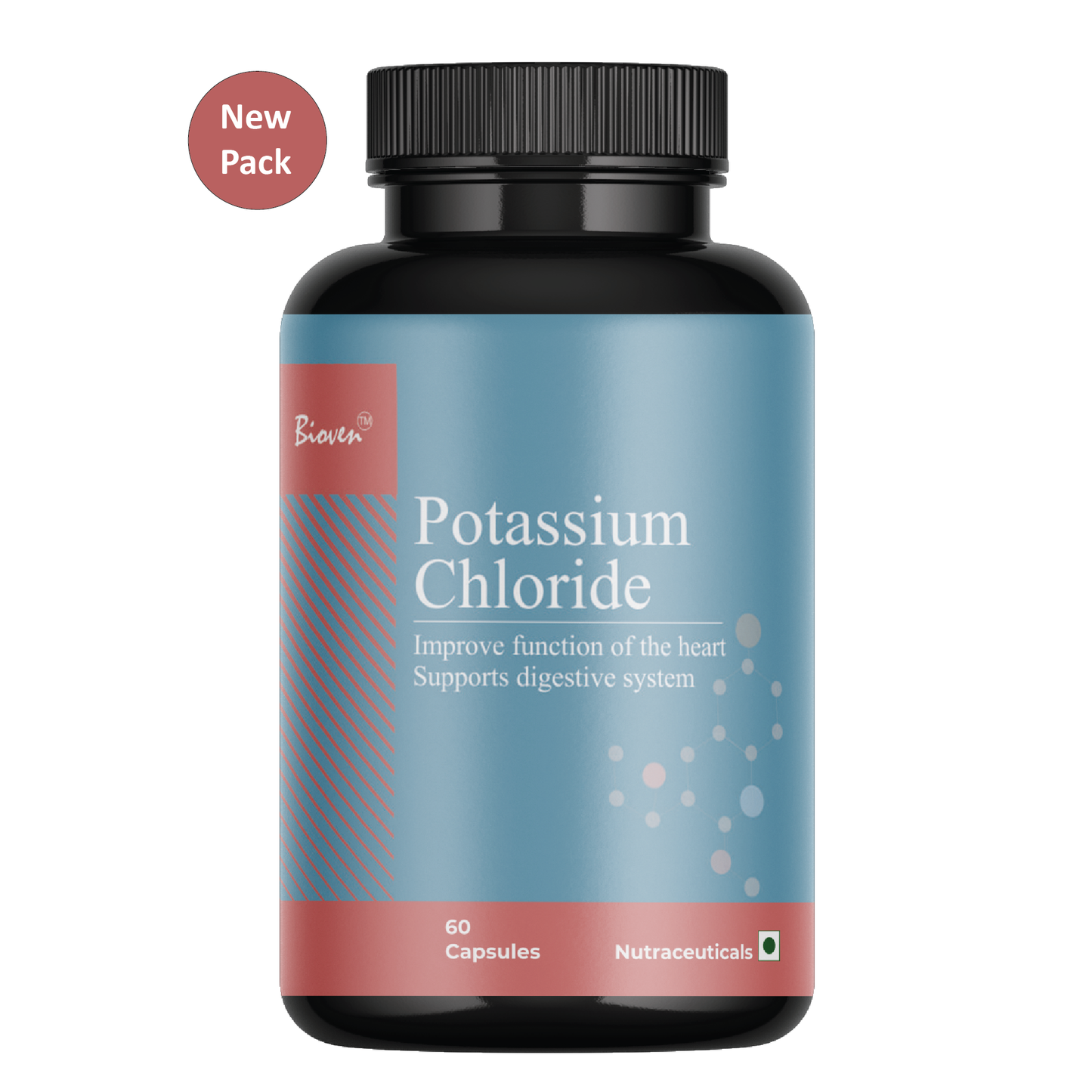 Bioven Potassium Chloride Improve function of the heart, muscles, kidneys, nerves, and digestive system (60 Capsules).