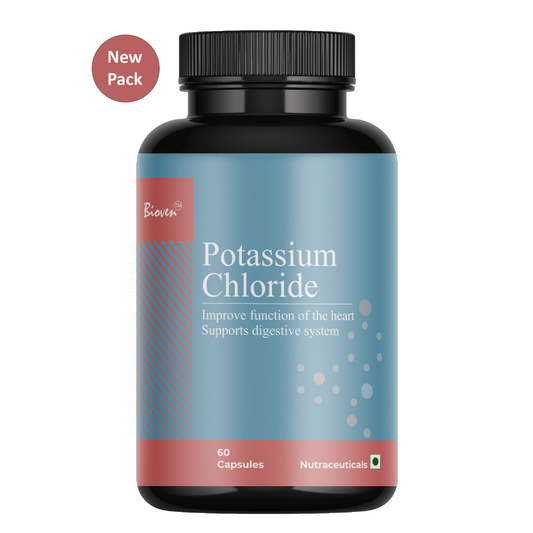 Bioven Potassium Chloride Improve function of the heart, muscles, kidneys, nerves, and digestive system (60 Capsules).