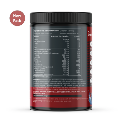 Bioven Pre-Workout | Intense Boosts Before Workout | Blueberry Flavour | 300gm Jar